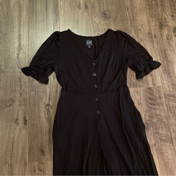 Gap Jumpsuit black button front jersey material stretchy - Picture 4 of 13